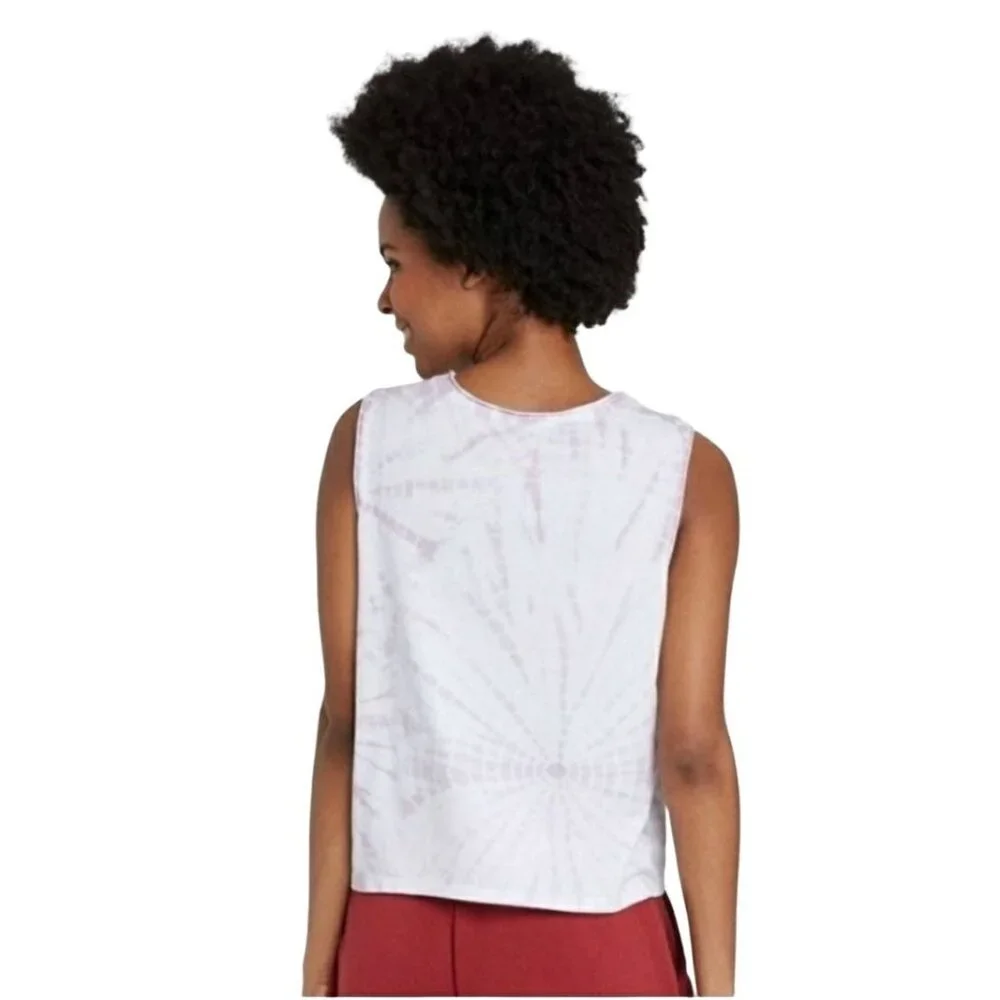Colsie L Shirt Sleeveless Malibu Cropped Tie-Dye Lightweight Tank Cali Crop Top - Picture 5 of 13